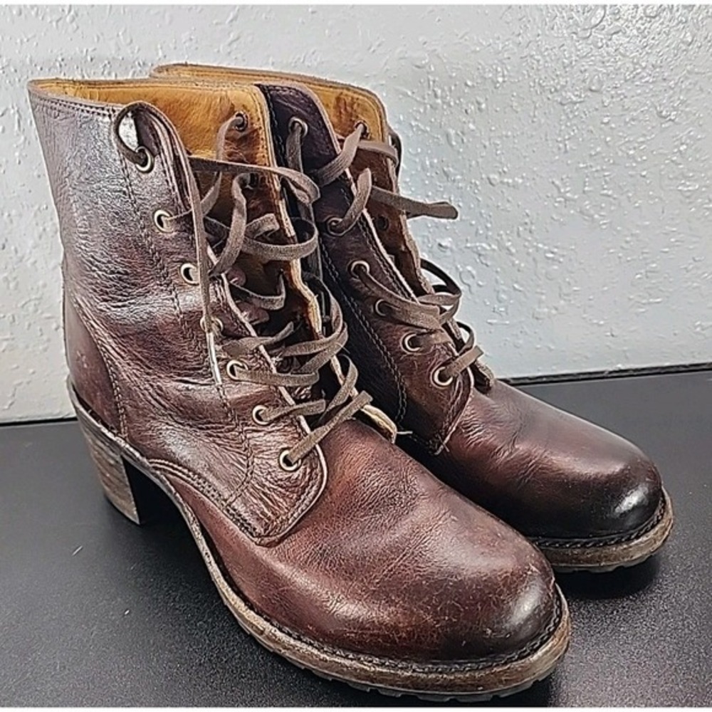 Frye Vintage Sabrina Brown Leather Lace Up‎ Ankle Boot 8/ 8.5 M